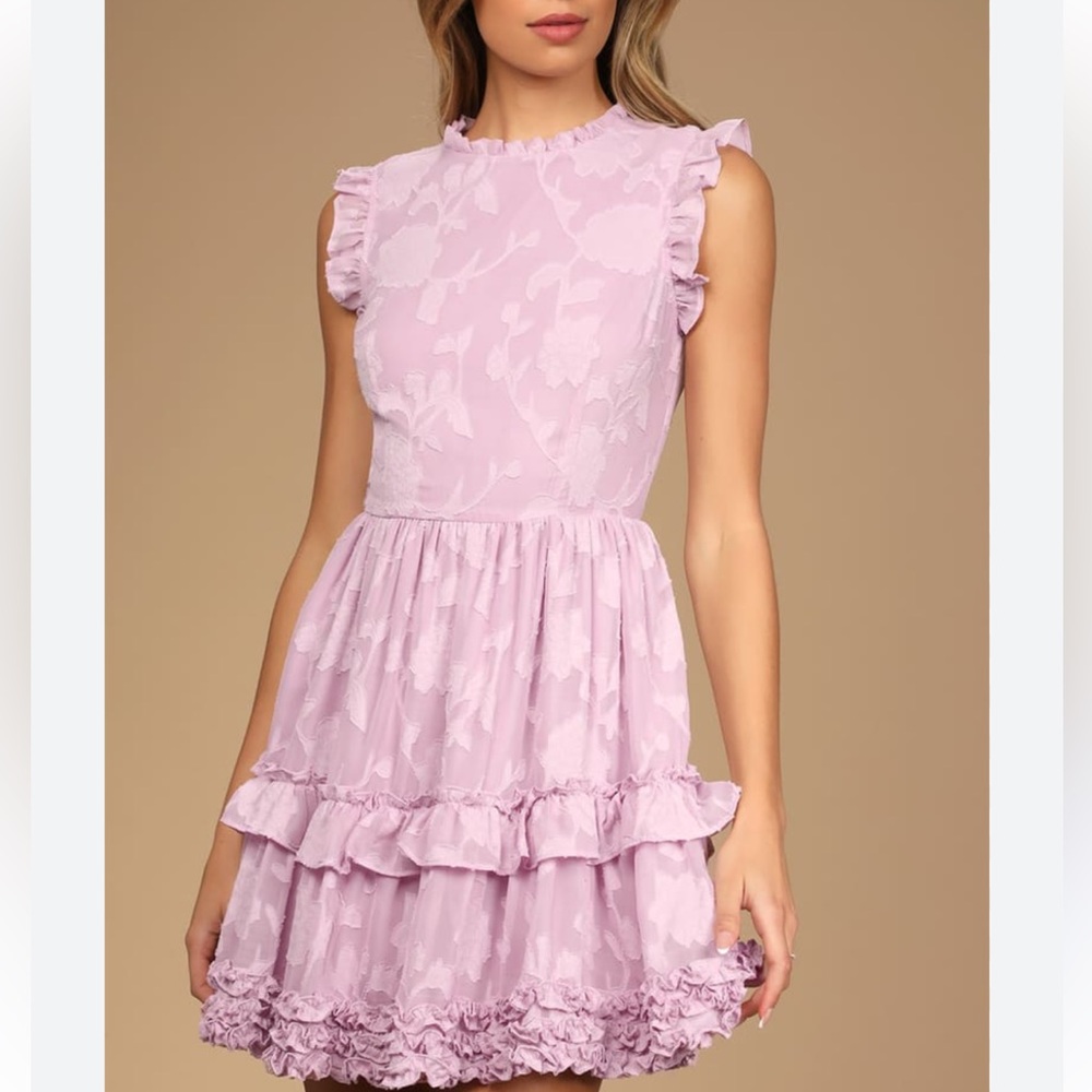 Lulus Lavender Floral Mini Dress -Burnout Floral Dress